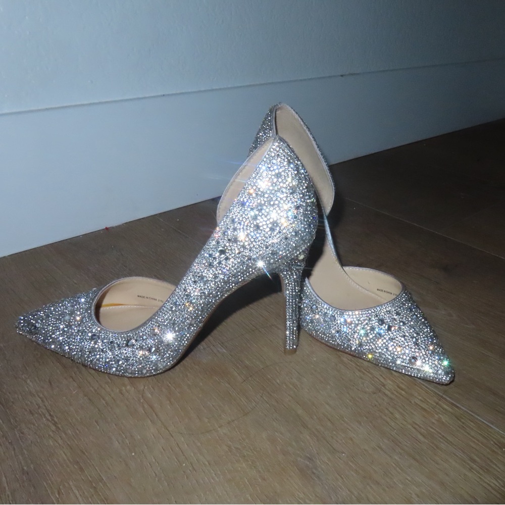 Betsey Johnson Silver Glitter Heels